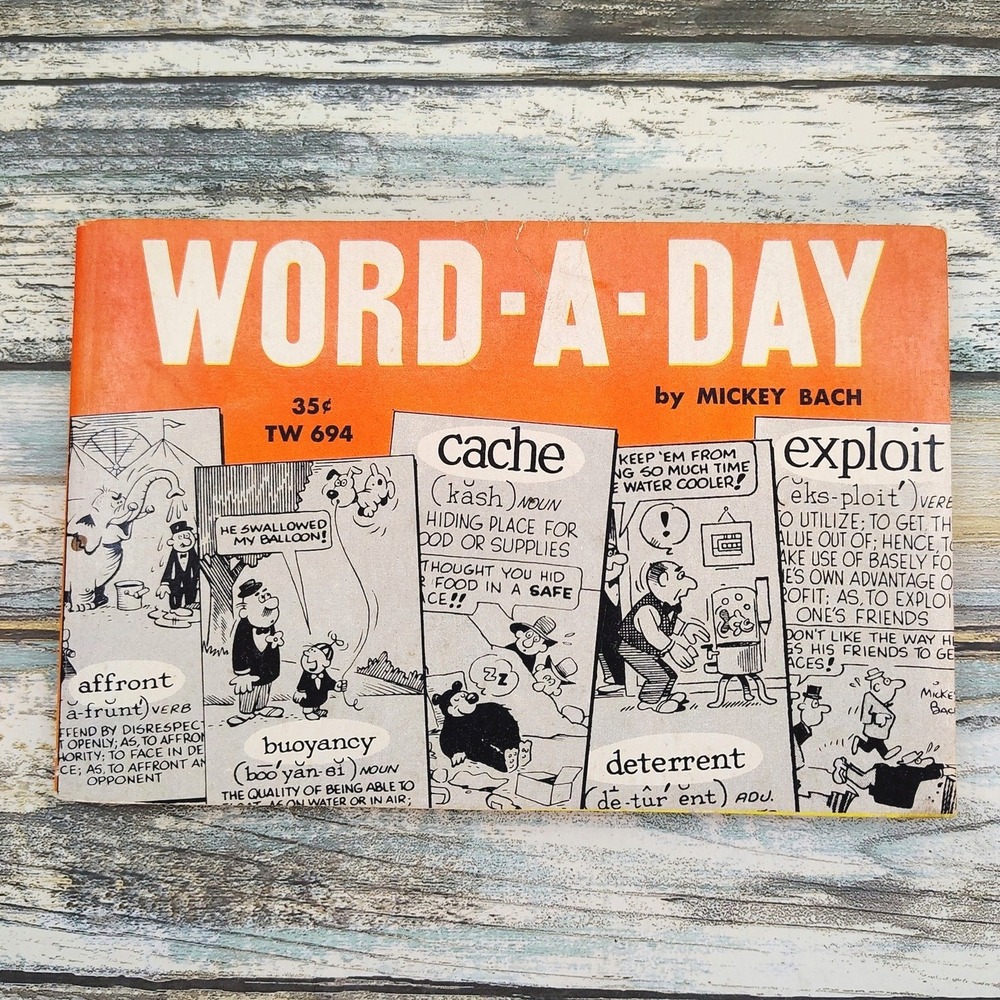 Word-A-Day by Mickey Bach Vtg 1965 Paperback Book Cartoon Word Definitions FUNNY